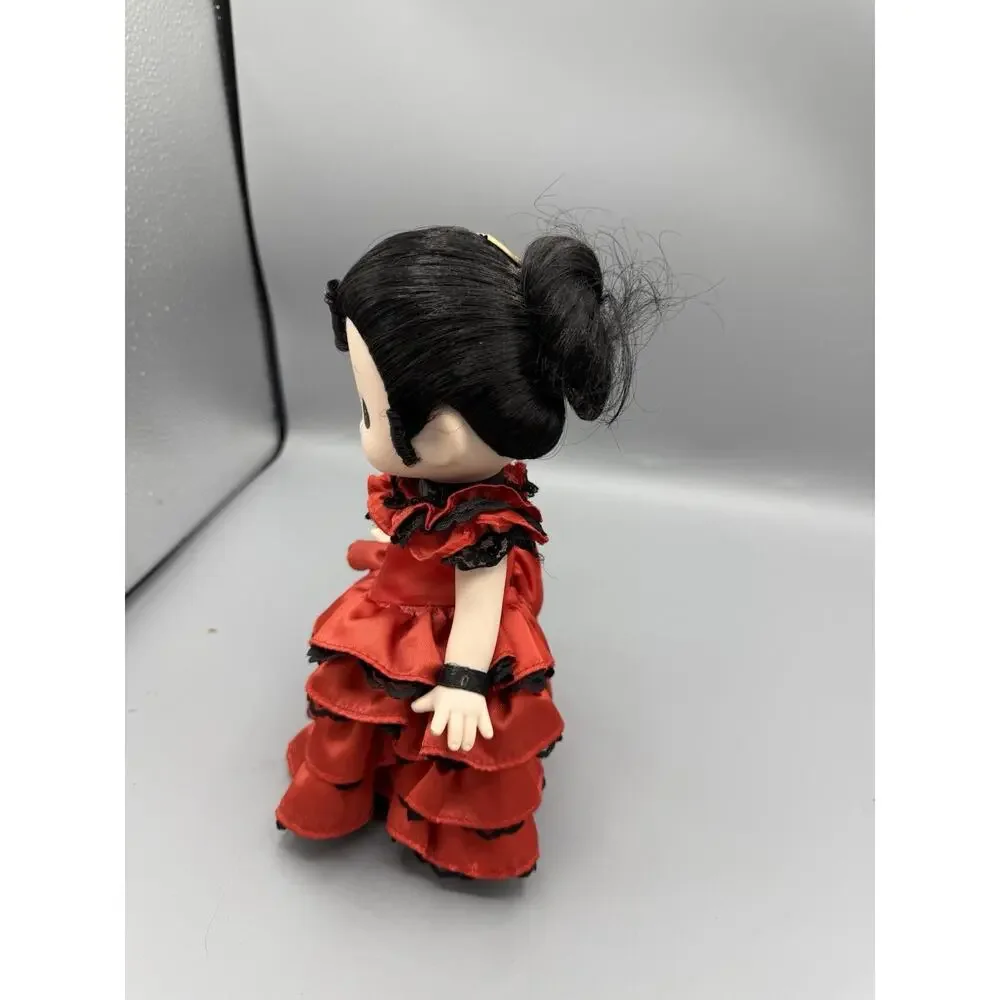 Precious Moments Doll Spanish Flamenco Dancer Red Black Dress 8” Vinyl